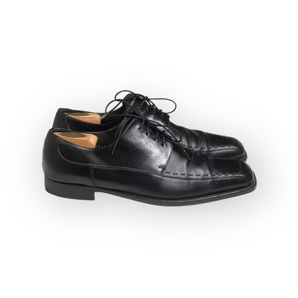 Luxe: Mezlan ♔ Square Toe Stitched Lace Up Dress Shoes ♔ Black Leather ♔ 11.5 ♔ - Picture 15 of 16